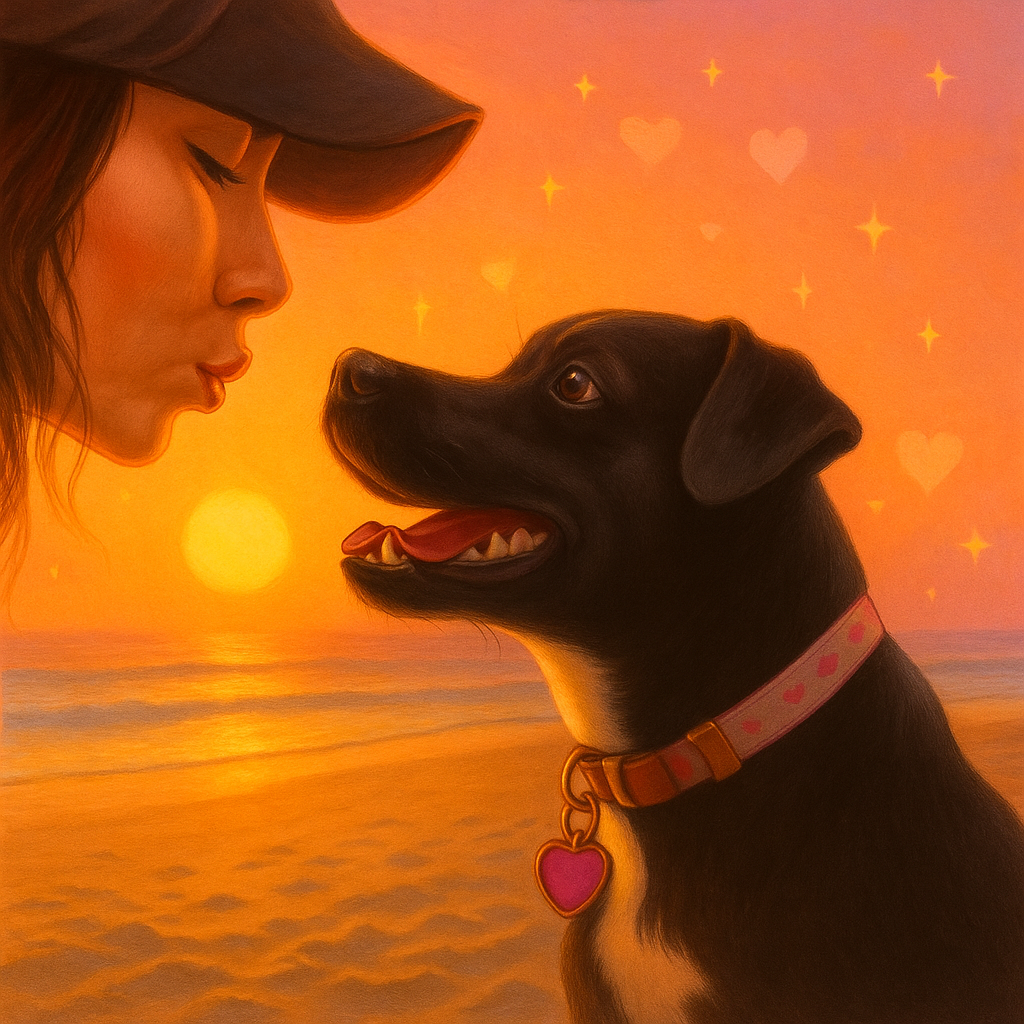 Lisa and Amore at sunset